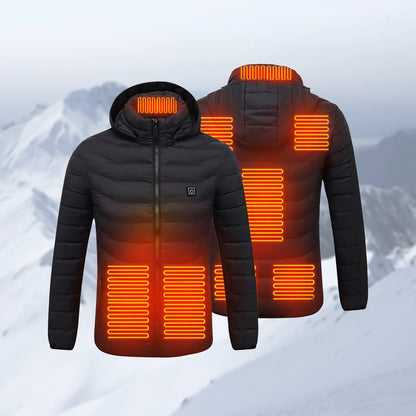 Winter Multi Zone Heating Jacket 2024 New Men's USB Intelligent Heating Waterproof Hooded Top Cold Resistant Warm Cotton Coat