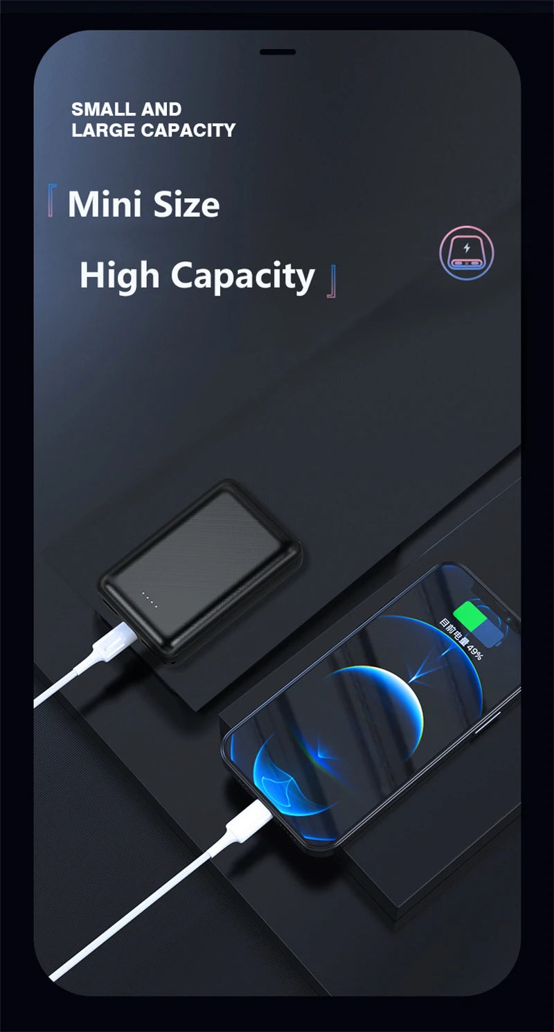 Mini Power Bank 20000mAh 5V 2A Chargeur Portable pour Gilet Chauffant Veste Power Bank pour Xiaomi Mi iPhone Vêtements Climatisés