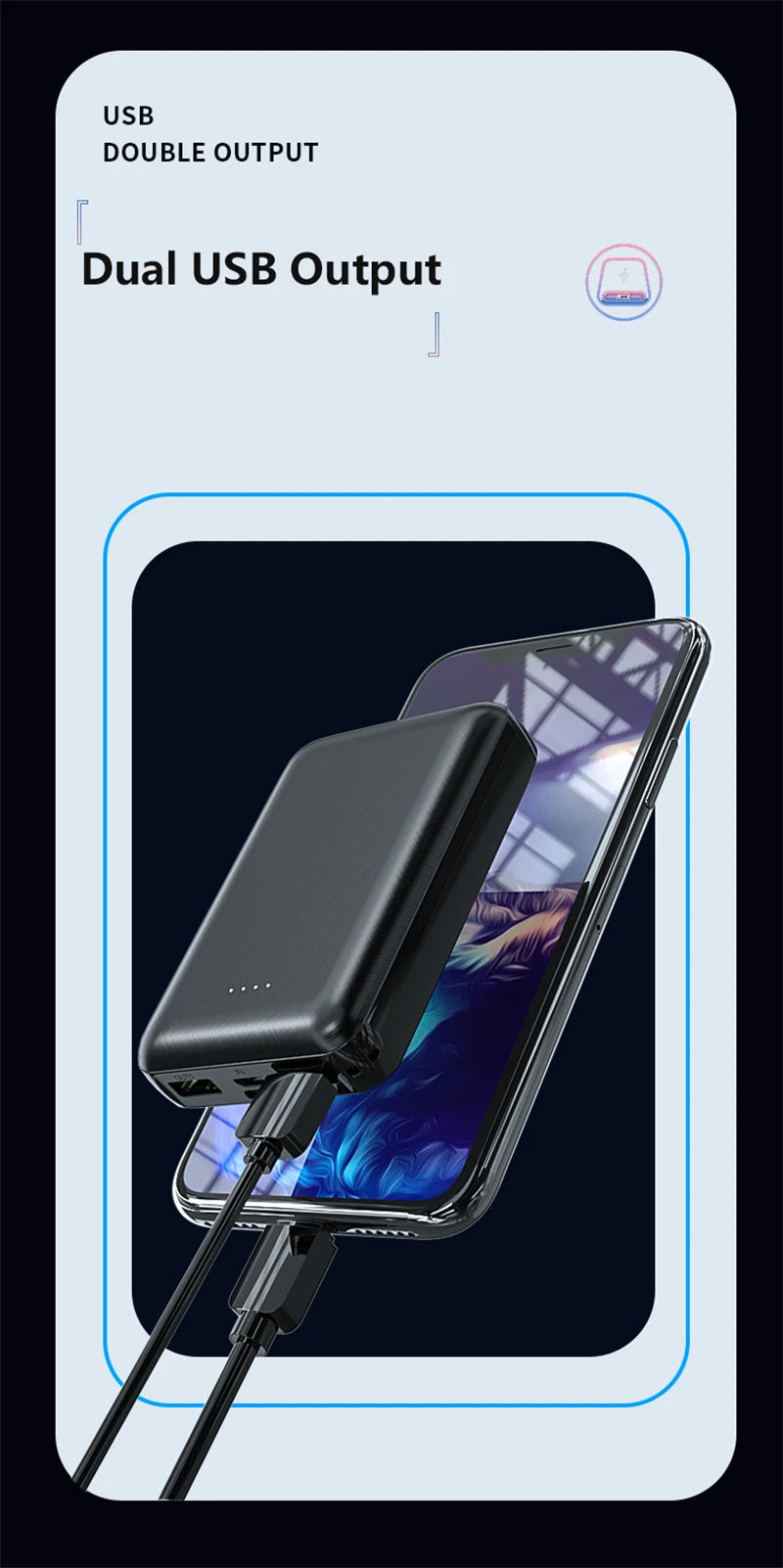 Mini Power Bank 20000mAh 5V 2A Chargeur Portable pour Gilet Chauffant Veste Power Bank pour Xiaomi Mi iPhone Vêtements Climatisés