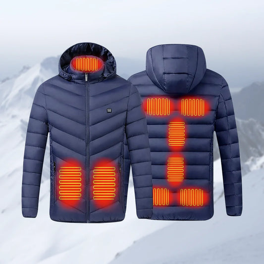 Winter Multi Zone Heating Jacket 2024 New Men's USB Intelligent Heating Waterproof Hooded Top Cold Resistant Warm Cotton Coat